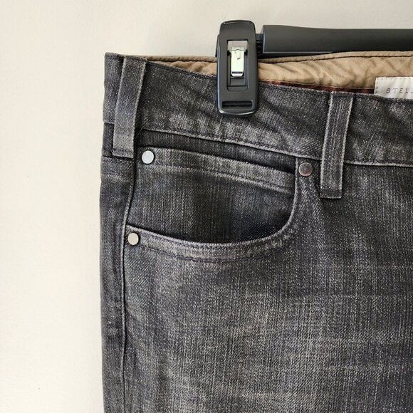 Stella McCartney Mid Rise Straight Leg Jeans (31) Black, Silver Button Detail - Picture 2 of 8